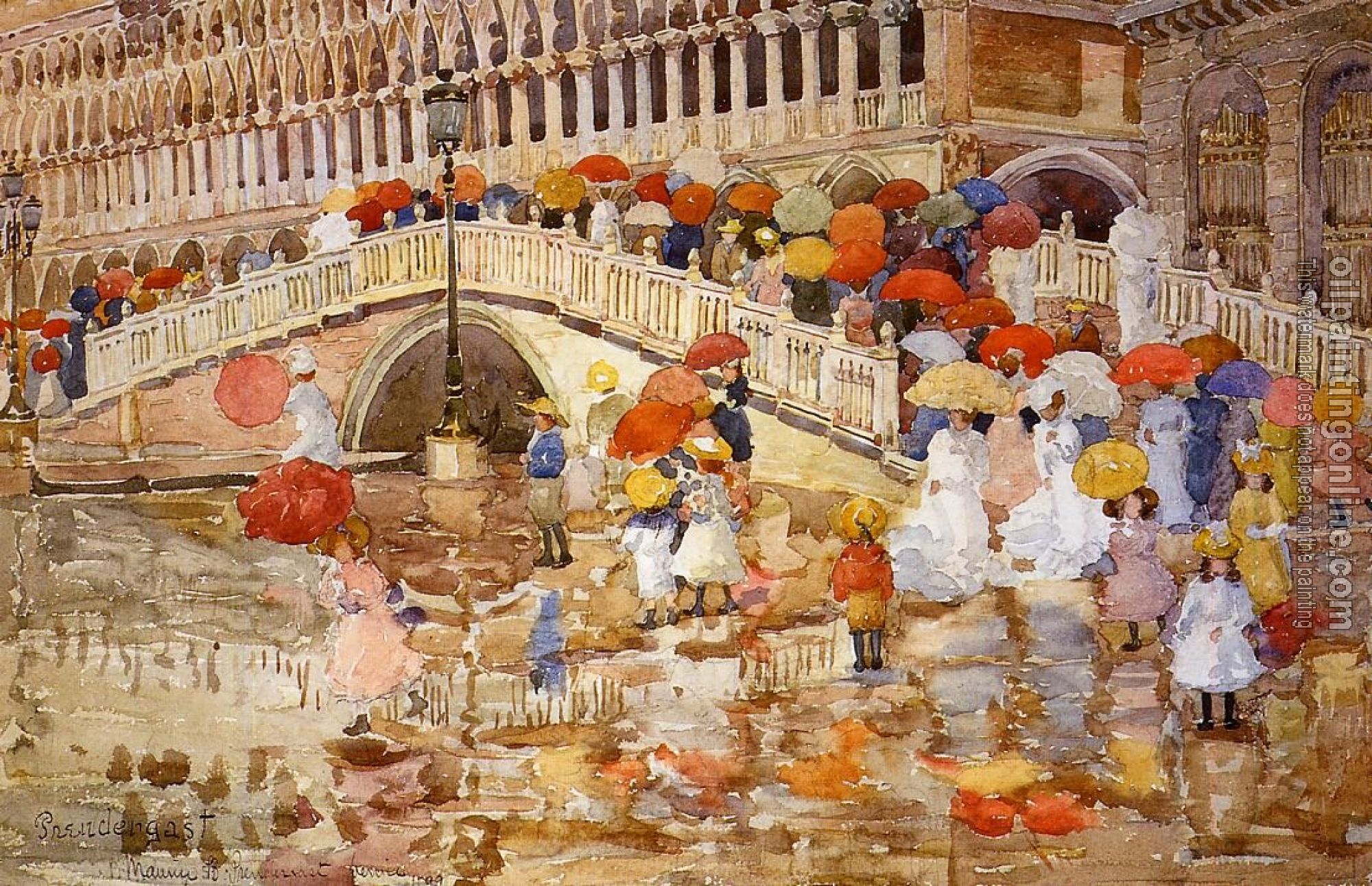 Prendergast, Maurice Brazil - Umbrellas in the Rain, Venice